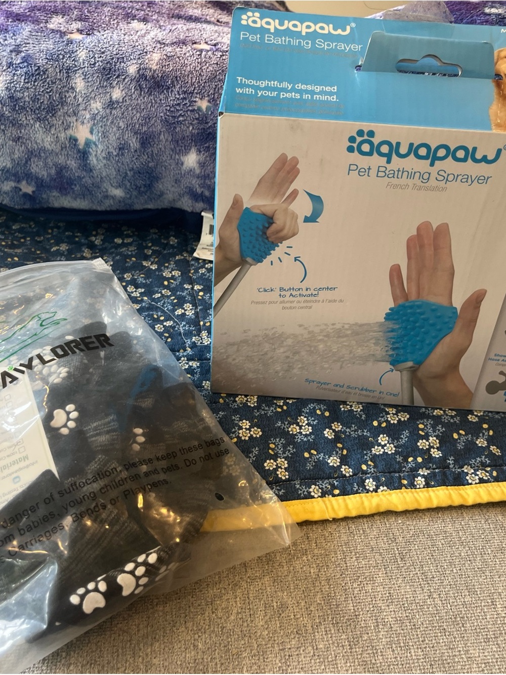 Pet Bathing Sprayer + Dog Paw Protectors  sz L new